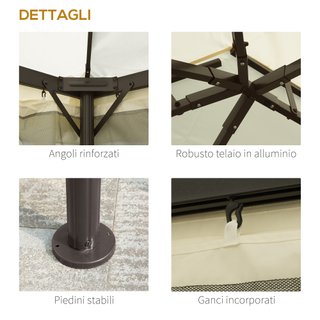 Gazebo da Giardino 4x3m con Zanzariera Crema