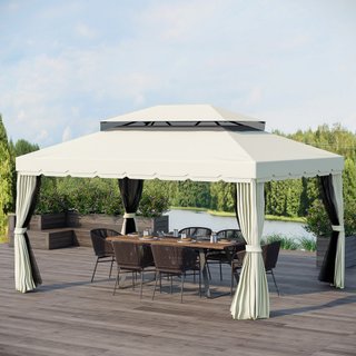 Gazebo da Giardino 4x3m con Zanzariera Crema