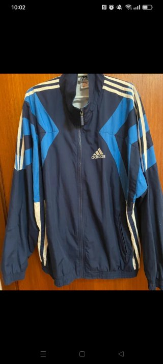 Giubbotto vintage Adidas blu e bianco