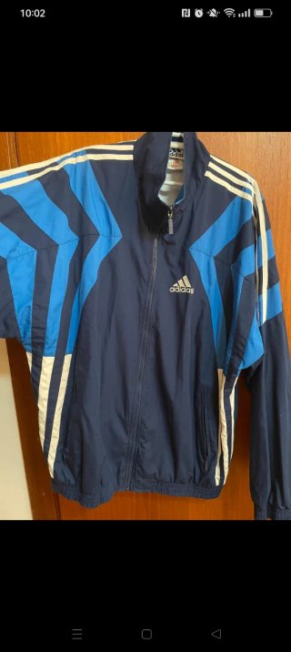 Giubbotto vintage Adidas blu e bianco