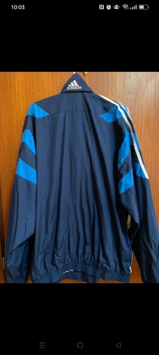 Giubbotto vintage Adidas blu e bianco