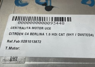 Citroen 93448 centralita 0281013872 c4 berlina 1.6