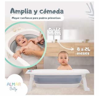 Bañera Bebé Plegable Blanca y Gris