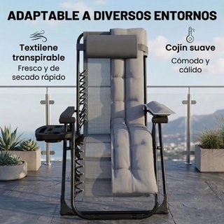 Tumbona Silla Gravedad Cero Reclinable Gris Claro