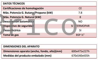 Plancha Gas Acero Rectificado Serie 100 - PLC6100RT