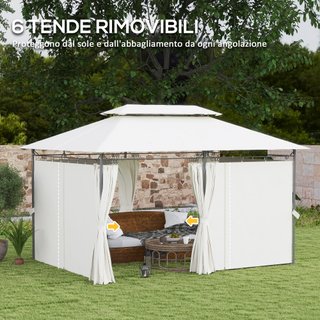 Gazebo Giardino 3x4 m con Tende Rimovibili Crema