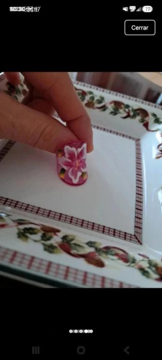 Anillo rosa flor pintada a mano