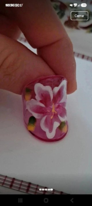 Anillo rosa flor pintada a mano