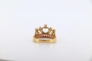 Anillo Corona Corazón con Circonitas Rosas