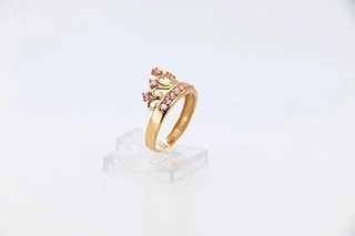 Anillo Corona Corazón con Circonitas Rosas