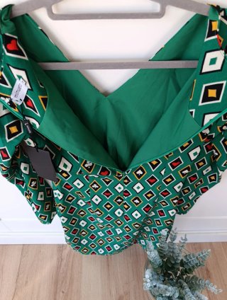 Vestido Minueto Verde Estampado Naipes M
