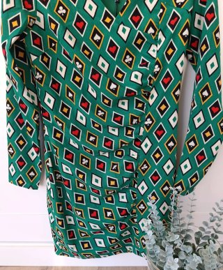 Vestido Minueto Verde Estampado Naipes M