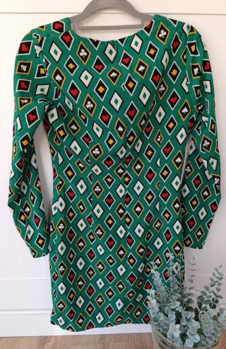 Vestido Minueto Verde Estampado Naipes M