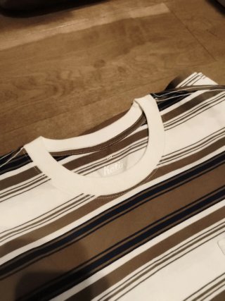 Camiseta Katin Talla M Rayas Marrón Blanco unisex
