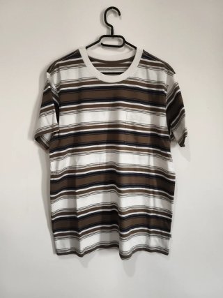 Camiseta Katin Talla M Rayas Marrón Blanco unisex
