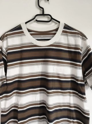 Camiseta Katin Talla M Rayas Marrón Blanco unisex