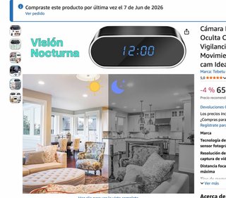 Cámara wifi (espía en despertador)