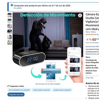 Cámara wifi (espía en despertador)