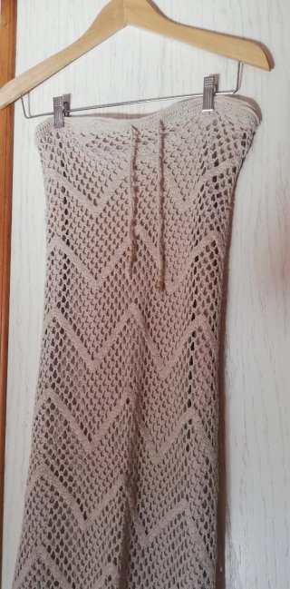 Abito lungo uncinetto beige