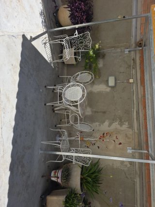 Mesa y 5 Sillas Jardín Forja Piedra