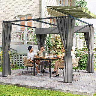 Pergola da Giardino con Tetto Retrattile e Tende
