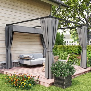 Pergola da Giardino con Tetto Retrattile e Tende