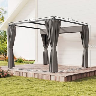 Pergola da Giardino con Tetto Retrattile e Tende