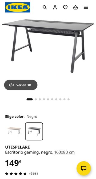 Mesa de escritorio IKEA negra de metal y madera