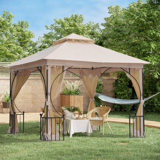 Gazebo da Giardino 3x3m in Metallo con Zanzariere