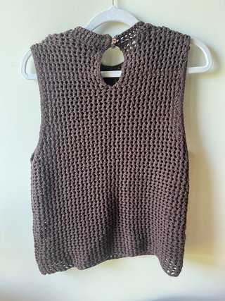 Top Zara Punto Malla Marrón Talla L