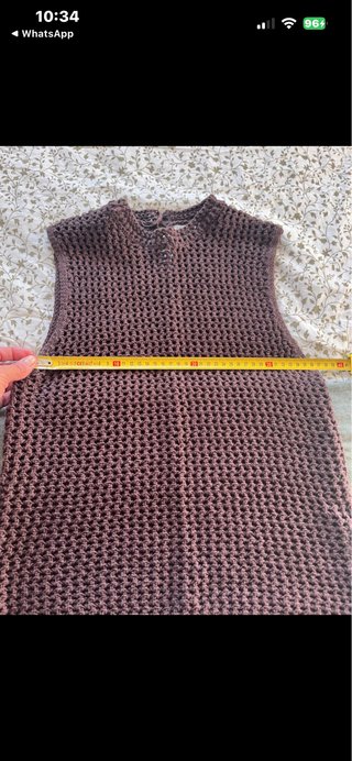 Top Zara Punto Malla Marrón Talla L