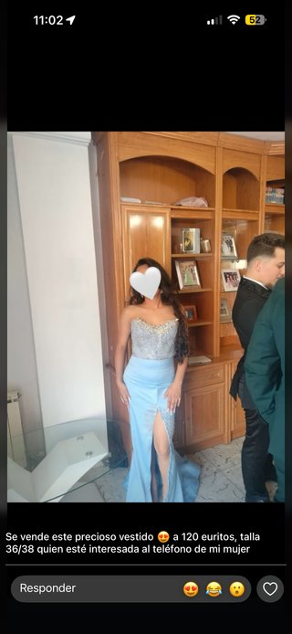 Vestido fiesta azul y plateado talla S
