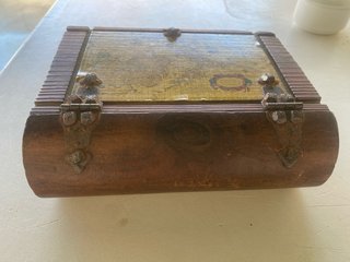 Caja joyero madera estilo antiguo mapa vintage