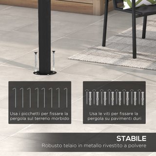 Pergola Gazebo con 12 Fori di Drenaggio in Metallo