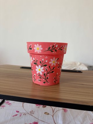 Hand Painted Acrylic Flower Pot | Floral design