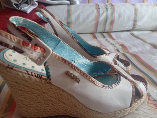 Sandalias AMARUSA cuña esparto multicolor