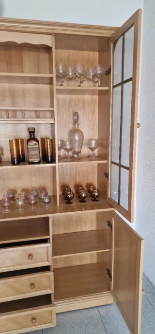 Mueble vitrina alacena madera y cristal