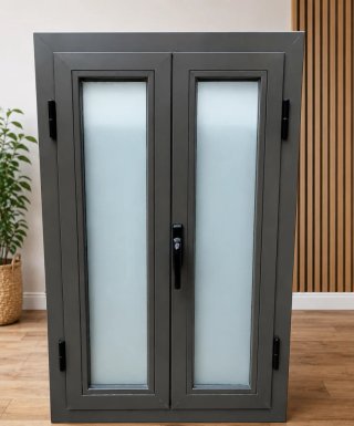 Ventana PVC 2 hojas gris 70x110