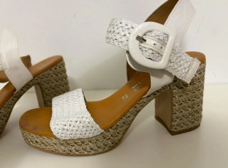 Sandali zeppa rafia Portofino bianchi