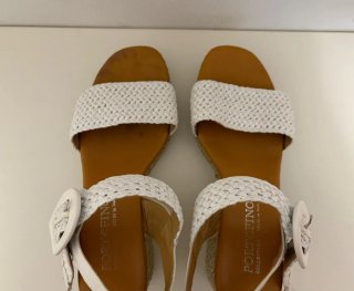 Sandali zeppa rafia Portofino bianchi