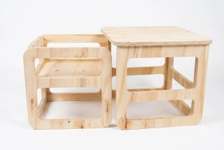 Cubo Montessori 3 en 1: Mesa, Silla, Taburete