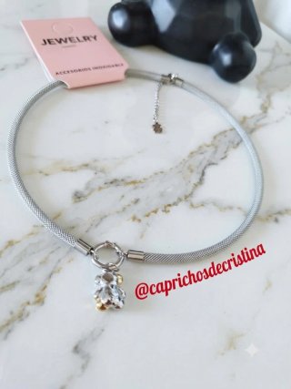 Gargantilla acero con oso.SOLO ENVIO