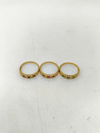 Anillo Triple oro 18k circonitas colores y blancas