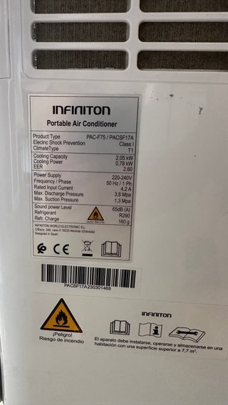 INFINITON PAC-F75 Aire Acondicionado Portátil