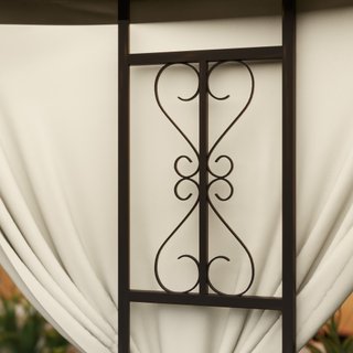 Gazebo da Giardino Rotondo Ø3m con Tende Beige