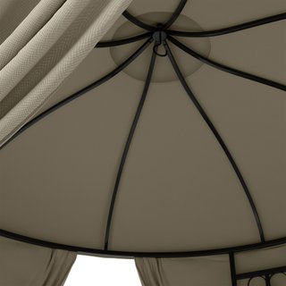 Gazebo da Giardino Rotondo Ø3m con Tende Beige