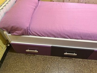 Cama individual con cajones y colchón