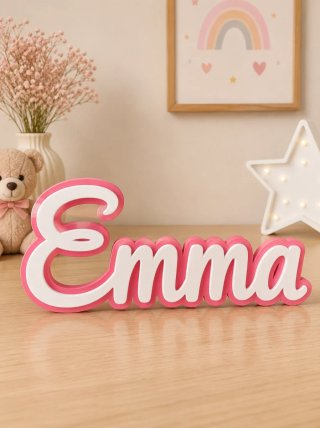 Nombre decorativo Emma rosa y blanco