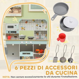 Cucina Giocattolo Bambini 3+ Anni in Legno Bianco
