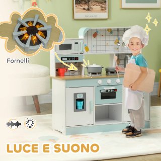 Cucina Giocattolo Bambini 3+ Anni in Legno Bianco